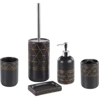 Beliani Badezimmer Set 5-teilig Keramik Schwarz, gold Lanco