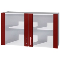 WIHO KÜCHEN Glashängeschrank »Kiel«, Front mit Glaseinsatz rot