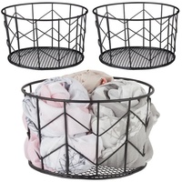 Relaxdays - 3 x Drahtkorb, rund, Vintage Design, Aufbewahrung,