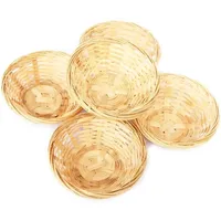 Lashuma 5er Korb Set Bambuskörbchen, Geflochtener Dekokorb, Rund 15x5