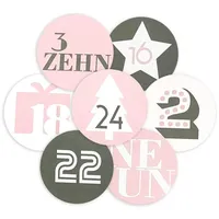 Frau Wundervoll 24 Aufkleber, für 1 Kalender, rosa-grau, Durchmesser
