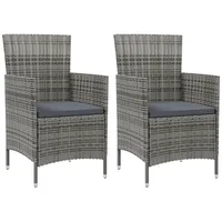 VidaXL Gartenstühle mit Kissen 2 Stk. Poly Rattan Grau