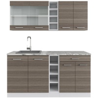 Vicco Singleküche R-Line Single Weiß Edelgrau Arbeitsplatte