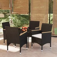 VidaXL 5-tlg. Garten-Essgruppe mit Kissen Schwarz