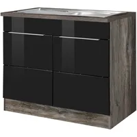 Kochstation Spülenschrank »KS-Brindisi«, 100 cm breit, inklusive Einbauspüle schwarz