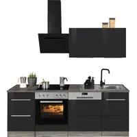 Kochstation Küchenzeile KOCHSTATION 220 cm schwarz