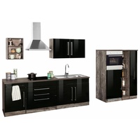 Kochstation Küchenzeile »KS-Samos«, ohne E-Geräte, Breite 350 cm, schwarz