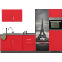 Kochstation Küchenzeile »KS-Paris«, ohne E-Geräte, Breite 280 cm rot