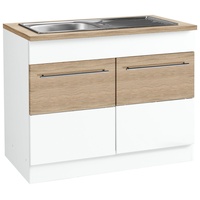 Kochstation Spülenschrank »KS-Trient«, 100 cm breit, inkl. Einbauspüle weiß