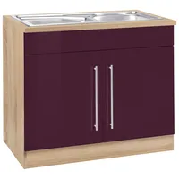 Kochstation Spülenschrank »KS-Samos«, 100 cm breit, inkl. Einbauspüle lila