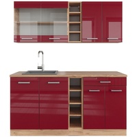 Vicco Küchenzeile R-Line 160 cm Rot Hochglanz
