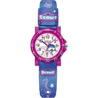 Scout Mädchenuhr Delfin mit Textilarmband, blau, pink - Blau/Weiß