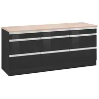 Kochstation Unterschrank »KS-Ohio«, Breite 180 cm grau (grau hochglanz,
