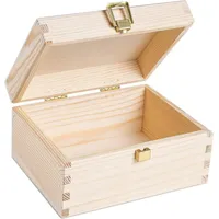 Creative Deco Kleine Holzkiste mit Deckel und Schloss |