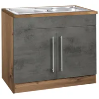 Kochstation Spülenschrank »KS-Samos«, 100 cm breit, inkl. Einbauspüle grau