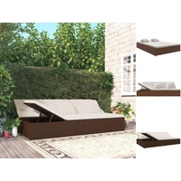 VidaXL Sonnenliege mit Auflagen Poly Rattan Braun