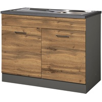 Kochstation Spülenschrank »KS-Trier«, Breite 100 cm, inklusive Einbauspüle grau