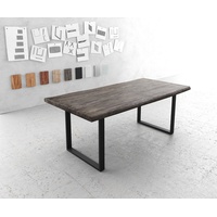 DeLife Esstisch Edge 200x100 XL Akazie Platin Kufengestell Schwarz