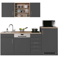 Kochstation Küche »KS-Mali«, Breite 210 cm, mit E-Geräten, grau