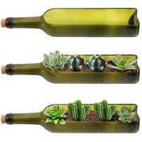 Belle Vous 3er Pack Glas Weinflasche Sukkulente Blumenkasten Vintage