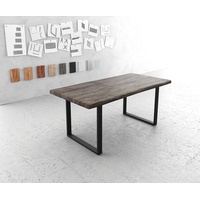 DeLife Esstisch Edge 180x90 XL Akazie Platin Kufengestell Schwarz