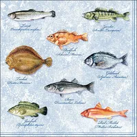 Ambiente Home Ambiente 20 Servietten Papierservietten 3-lagig Seafood Fishes