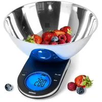 Duronic KS5000 Digitale Küchenwaage/Digitalwaage/Elektronische Waage mit Edelstahl Schüssel LCD