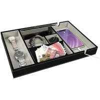 Belle Vous Ablage Leder Tablett Schwarz 6 Fächer Schlüssel