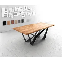 DeLife Esstisch Edge 200x100 XL Akazie Natur Spider Flachstahl