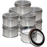 Kurtzy 10Stk Blechdose mit Deckel Rund Silber - Kleine