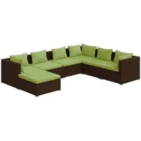 VidaXL 7-tlg. Garten-Lounge-Set mit Kissen Poly Rattan Braun
