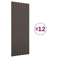 VidaXL Dachpaneele 12 Stk. Pulverbeschichteter Stahl Braun 100x36 cm
