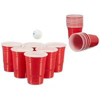 Relaxdays Plastikbecher 0,473 l Rot 100 St.