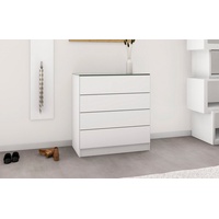 Borchardt Möbel Schubkastenkommode Vaasa, Breite 76 cm, Glasoberboden weiß