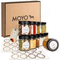 MOYO Gewürzgläser mit Etiketten I 12er Set I hochwertige