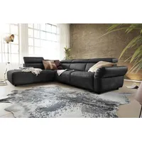 KAWOLA Sofa RISO Ecksofa mit motorischer Sitztiefenverstellung Leder schwarz