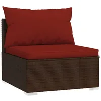VidaXL Garten-Mittelsofa mit Kissen braun/rot