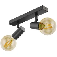 Ledscom.de E27 Vintage Decken-Leuchte FARE, Retro, schwarz, schwenkbar, 2-flammig
