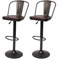 Mendler 2er-Set Barhocker HWC-H10a, Tresenhocker Barstuhl, höhenverstellbar drehbar Industrial