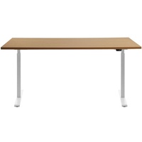 TOPSTAR E-Table elektrisch höhenverstellbarer Schreibtisch buche rechteckig, T-Fuß-Gestell weiß