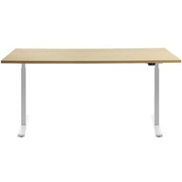TOPSTAR E-Table elektrisch höhenverstellbarer Schreibtisch ahorn rechteckig, T-Fuß-Gestell weiß