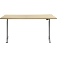 TOPSTAR E-Table elektrisch höhenverstellbarer Schreibtisch ahorn rechteckig, T-Fuß-Gestell grau