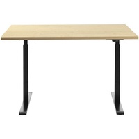 TOPSTAR E-Table elektrisch höhenverstellbarer Schreibtisch ahorn rechteckig, T-Fuß-Gestell schwarz