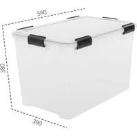 Iris Ohyama Water Proof Aufbewahrungsbox 70,0 l transparent, schwarz