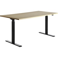 TOPSTAR E-Table elektrisch höhenverstellbarer Schreibtisch ahorn rechteckig, T-Fuß-Gestell schwarz