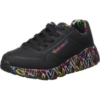 SKECHERS Mädchen Uno Lite Lovely Luv Sneaker, Black Synthetic