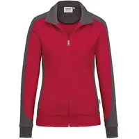 Hakro Damen Sweatjacke Contrast Mikralinar® rot/anthrazit, XS
