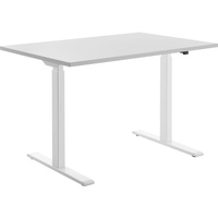TOPSTAR E-Table elektrisch höhenverstellbarer Schreibtisch lichtgrau rechteckig, T-Fuß-Gestell weiß