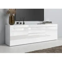 Home Affaire Basic Lowboard 210 cm Weiß Kunststoff/Metall/MDF/Spanplatte/Holzwerkstoff