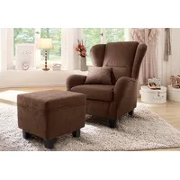 Home Affaire Ohrensessel »Oliver«, Ohrensess,mit Hocker,Zierkissen,Klassische Form braun